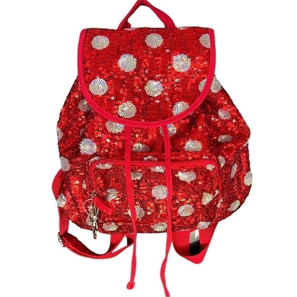 Disney Minnie Mouse Red and Holographic Sequined Mini Backpack - Picture 2 of 9